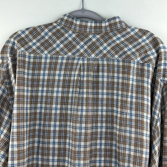 Billy Reid Italian Linen Long Sleeve Button Down Plaid Shirt - Picture 7 of 10